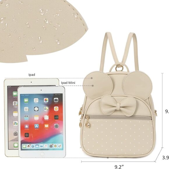 Girls Mini Backpack Bowknot Polka Dot Cute Daypacks Convertible Shoulder Bag Pur - Picture 2 of 7